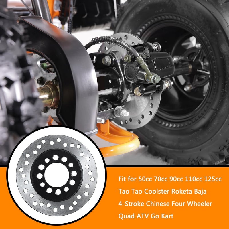 HOLATO 160mm 6.3" Rear Brake Disc Rotor Plate for 50cc 70cc 90cc 110cc 125cc Tao Tao Coolster Roketa Kazuma Baja BMS Jetmoto SUNL 4-Stroke Chinese Four Wheeler Quad Kids ATV Go Kart Parts Heavy duty - Image 2